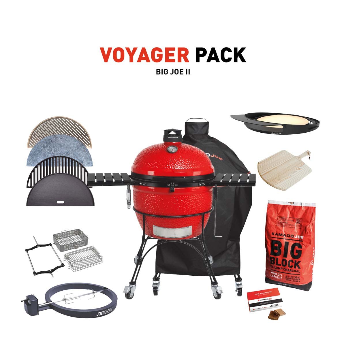 BJ-VOYAPACK-C2_1-v1 Kamado Joe Big Joe II Charcoal Grill With Voyager Pack - Image 1