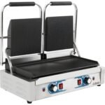 Heavy Duty Twin Panini Contact grill Dual Zone 3.6kW Ribbed | Adexa MLP813